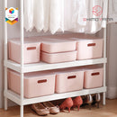 Shimoyama Muji Style Large Pink Handled Plastic Storage Box with Lid