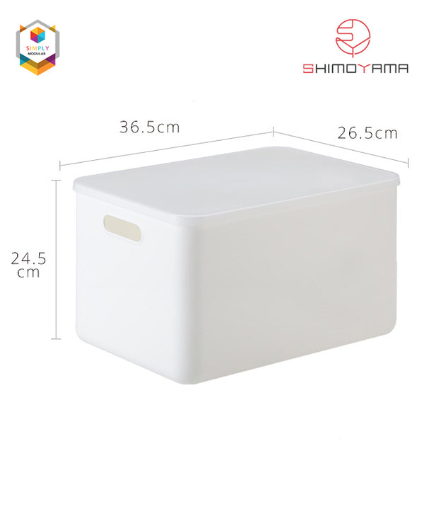 Shimoyama Muji Style Large White Handled Storage Box Organizer with Lid