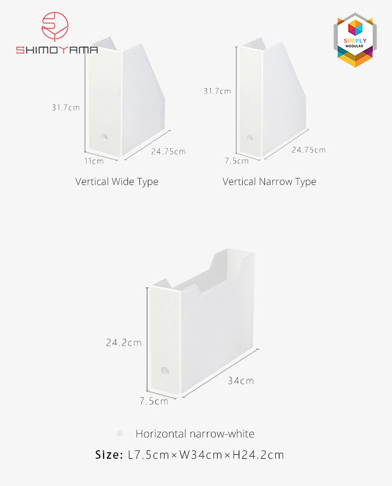 Shimoyama Muji Style Folder Box Wide White Plastic Organizer