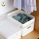 Shimoyama Muji Style Large White Flat Storage Box Organizer with Lid
