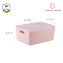 Shimoyama Muji Style Middle Pink Handled Plastic Storage Box with Lid