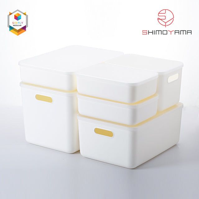 Shimoyama Muji Style Medium White Handled Storage Box Organizer with Lid