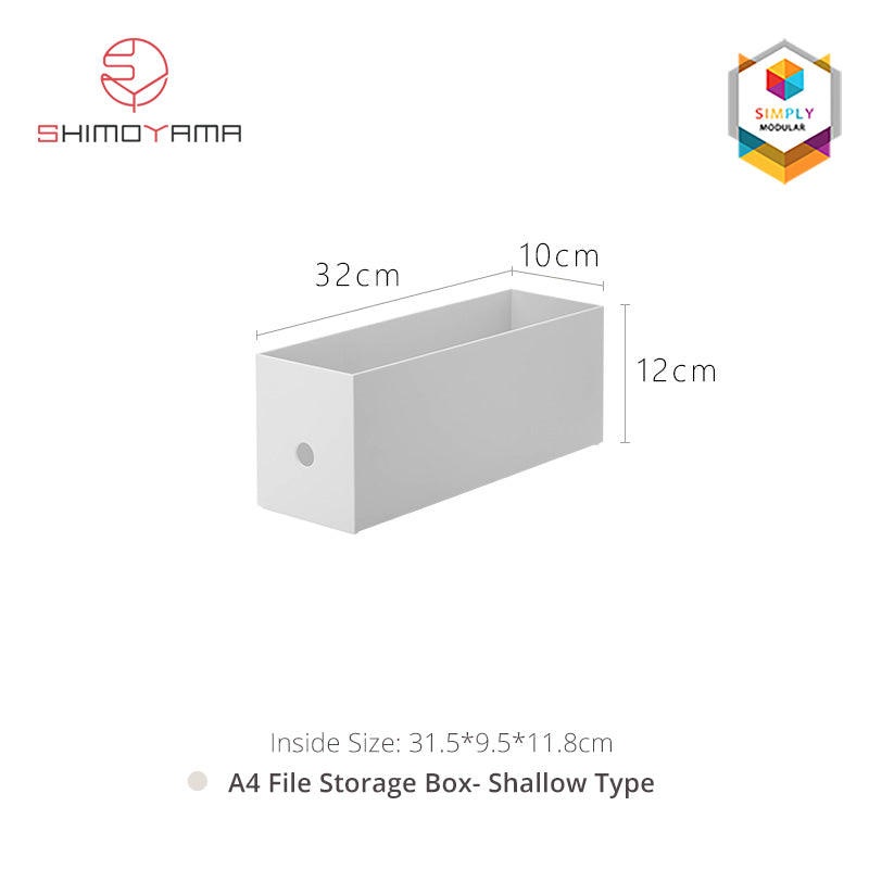Shimoyama Muji Style File Storage Box-Height 12 cm Plastic Organizer
