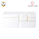 Shimoyama Muji Style Small White Handled Storage Box Organizer with Lid