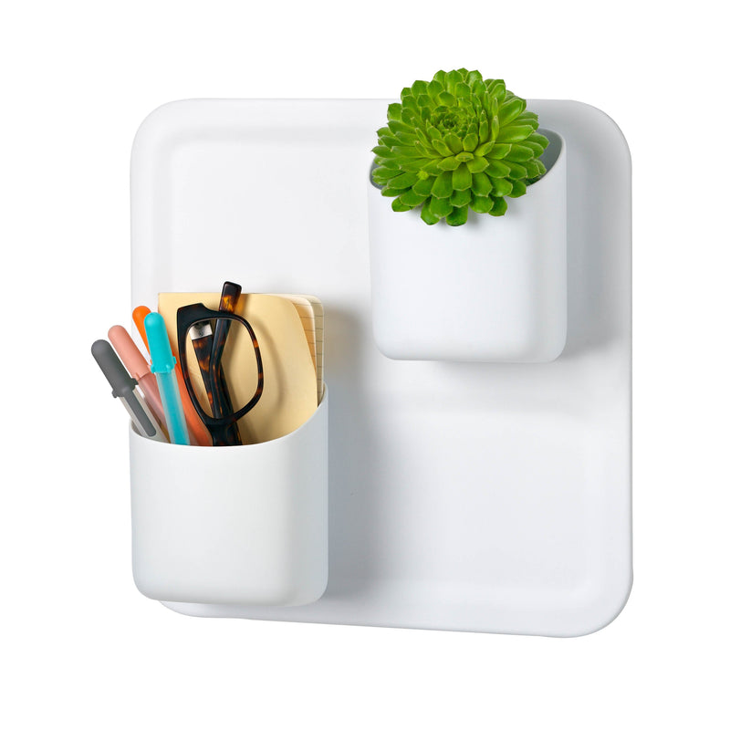 Perch Wally Magnetic Wall Mounted Storage Organizer, White